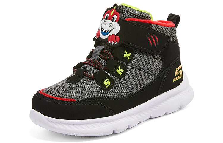 (GS) Skechers Microspec Zovox Blended Velcro Shoes 'Black Grey Red' 407307N-BKRD
