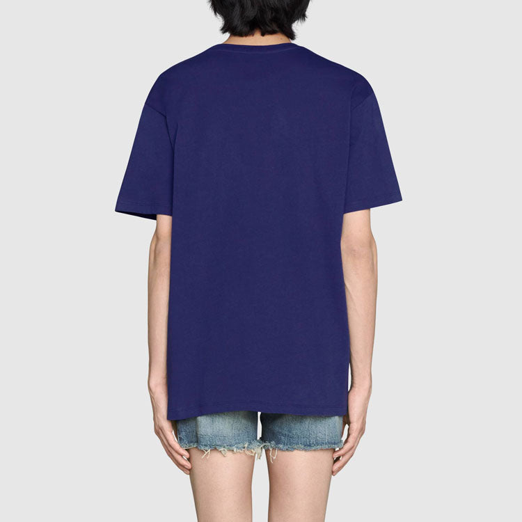 Gucci SS21 520 Series Printing Cotton Short Sleeve Navy Blue 548334-XJDNH-4409