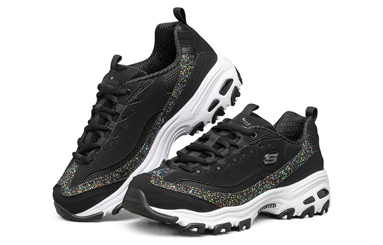 (WMNS) Skechers D'lites 1.0 Low-Top Sneakers Black/White 149241-BKW