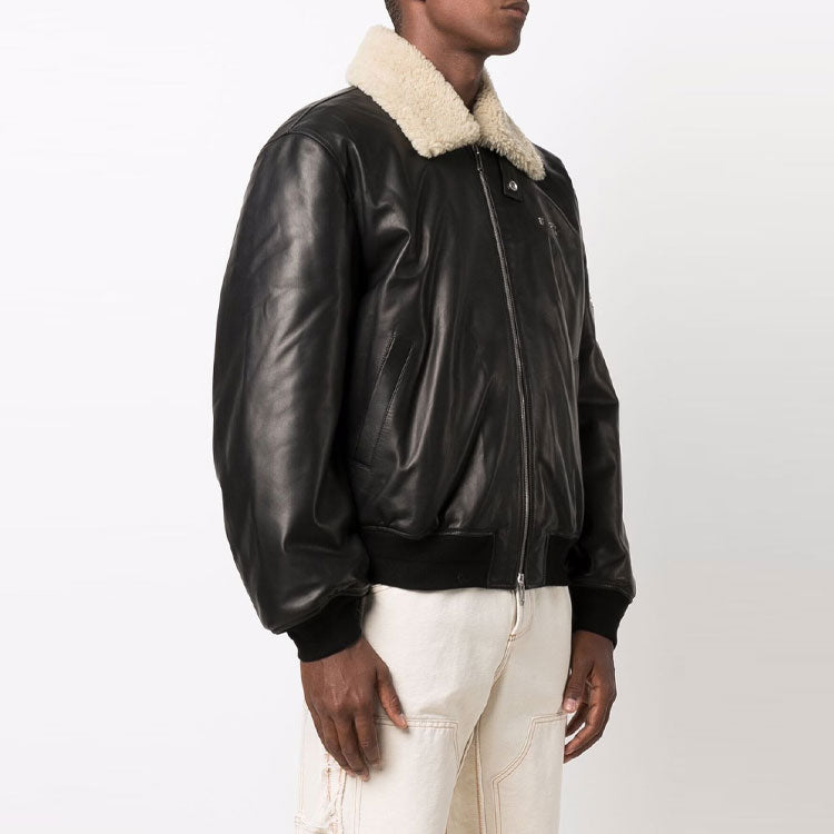 Men's Off-White Cortex Aviator Jacket Loose Fit Black OMJA074F21LEA0011000
