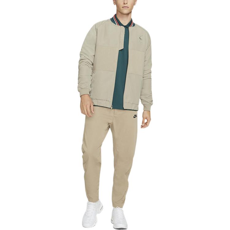 Nike Soccer/Football Embroidered Alphabet Training Knit Baseball Collar Jacket Khaki DA9764-391
