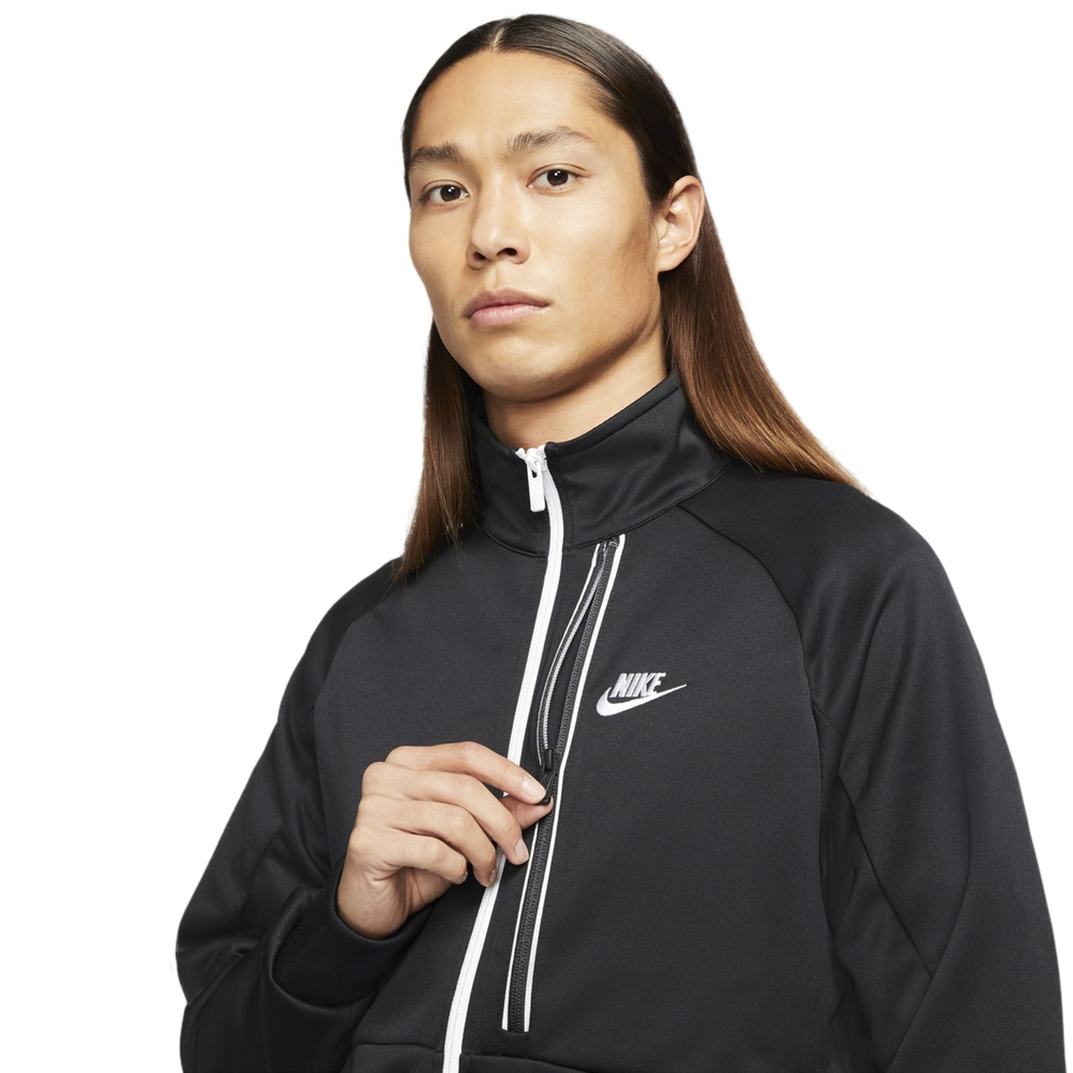 Men's Nike Solid Color Casual Micro Mark Printing Stand Collar Jacket Black DA0004-010