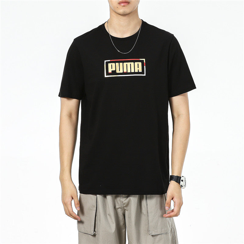 PUMA Contrasting Colors Logo Printing Round Neck Short Sleeve Black 847720-01