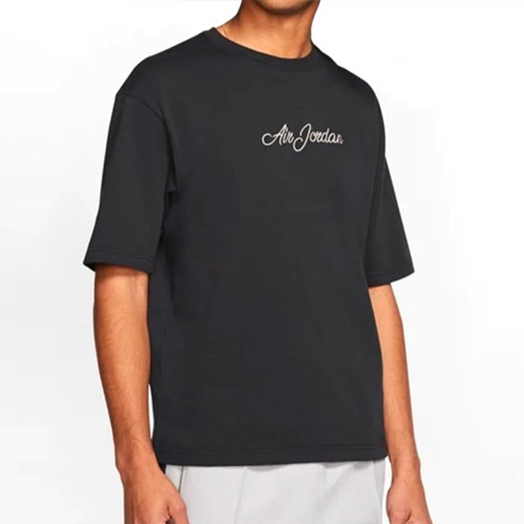 Air Jordan Cursive Logo Sports Short Sleeve Black CD5607-010