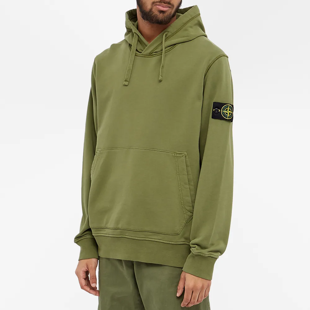 STONE ISLAND Logo Patch Pull Over Hoodie 'Olive Green' 761564151-V0058
