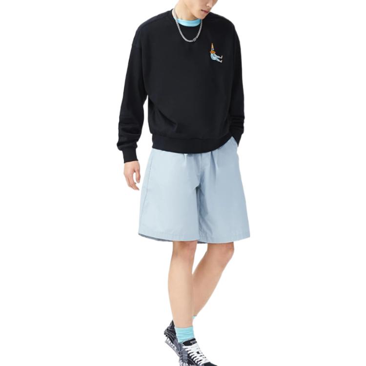 Li-Ning Skateboard Series Back Cartoon Printing Loose Round Neck Pullover 'Black' AWDS165-3