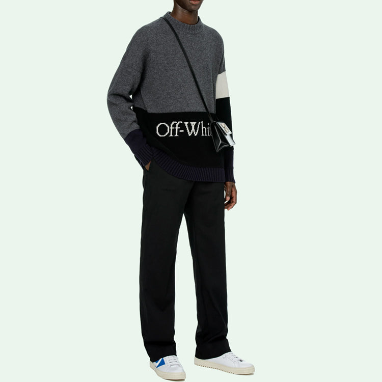 Off-White FW20 Logo Printing Sweater Men Grey OMHE048E20KNI0010701