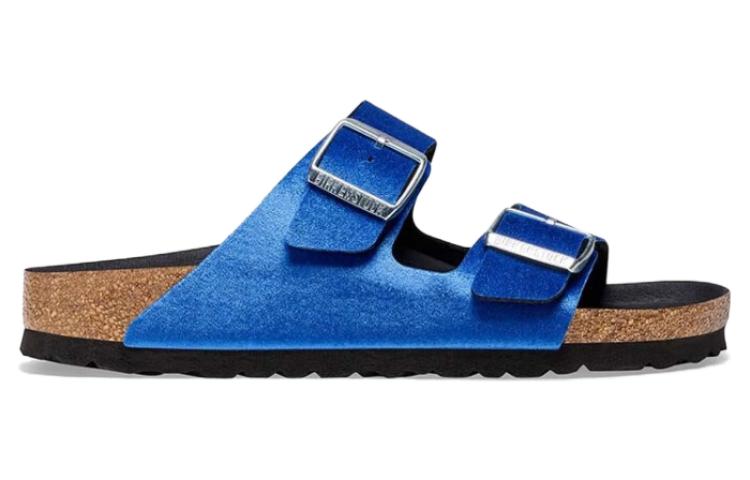 (WMNS) Birkenstock Arizona Rivet Logo Velvet Narrow Fit 'Blue' 1025505