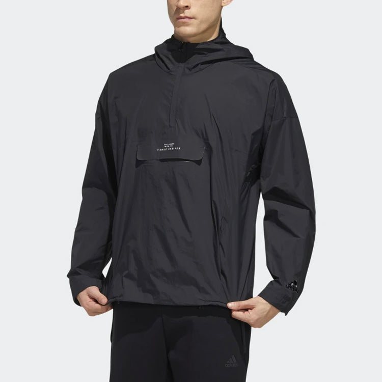 adidas logo Loose Casual Hooded Jacket Black FM5409