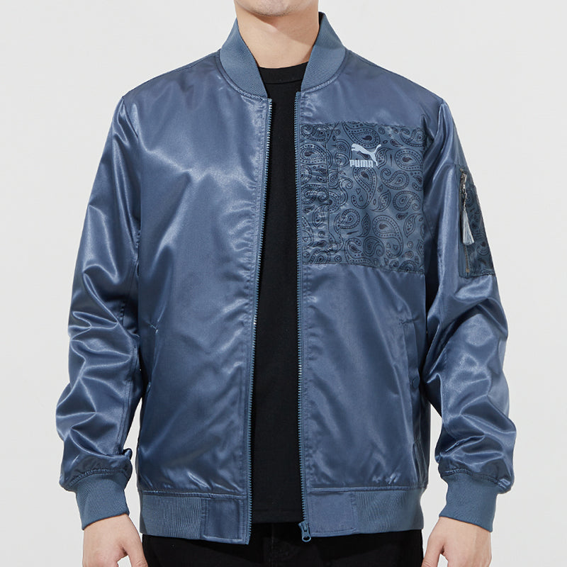 PUMA Paisley Logo cashew aviator Jacket Blue 534971-64