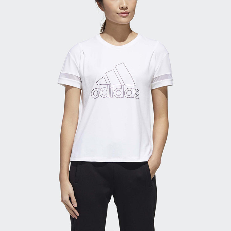 (WMNS) adidas Sports Stylish Round Neck Short Sleeve White GJ9022