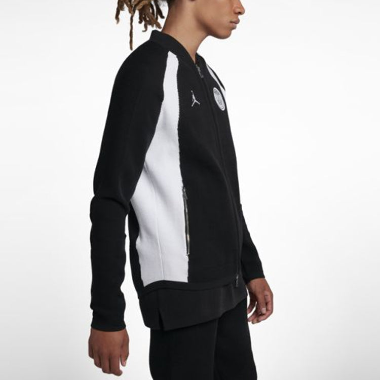 Air Jordan x Paris Saint-Germain Crossover Flight Knit Full-length zipper Cardigan Logo Jacket Black BQ4210-001