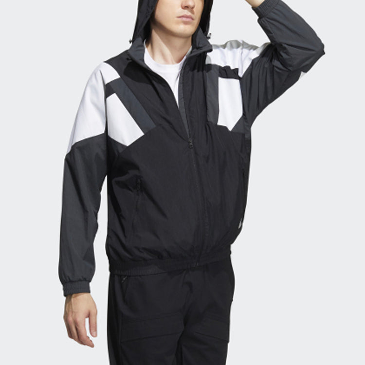 adidas Colorblock Sports Stand Collar Jacket Black HE7472