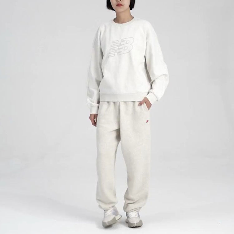 (WMNS) New Balance Logo Sweatshirt Asia Sizing 'White Grey' 5CC39752-OA