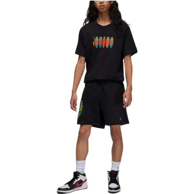 Air Jordan Alphabet Round Neck Short Sleeve T-Shirt Men's Black DQ7367-010
