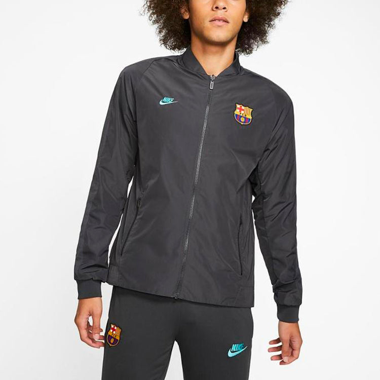 Nike FC Barcelona Loose Zipper reversible logo Jacket 'Black' CI1310-070