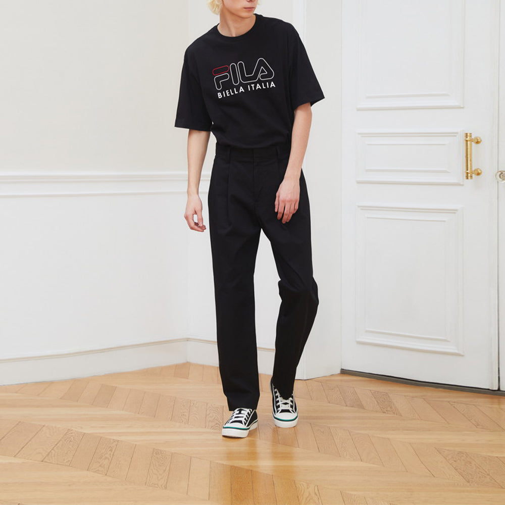 FILA Logo Printing Athleisure Casual Sports Round Neck Short Sleeve Black FS2RSD2101X-BLK