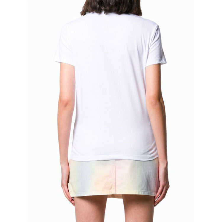KENZO Multi-Color Logo Embroidered Short Sleeve White F962TS70199001