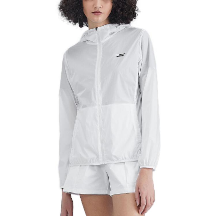 (WMNS) Skechers Logo Printed Woven Jacket 'White' P223W081-0019