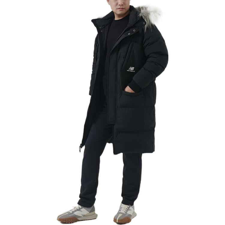 New Balance Casual Trend Long Down Jacket Asia Sizing 'Black White' AMJ24374-BK