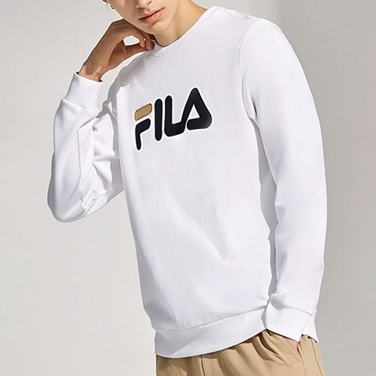 Fila FUSION Pattern Printing Round Neck Pullover Couple Style White T11M113205F-WT