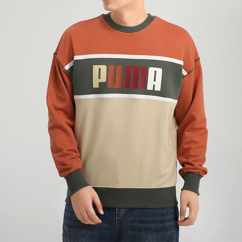 PUMA Casual Round Neck Colorblock Sports Gray Green Brown Colorblock 530710-12