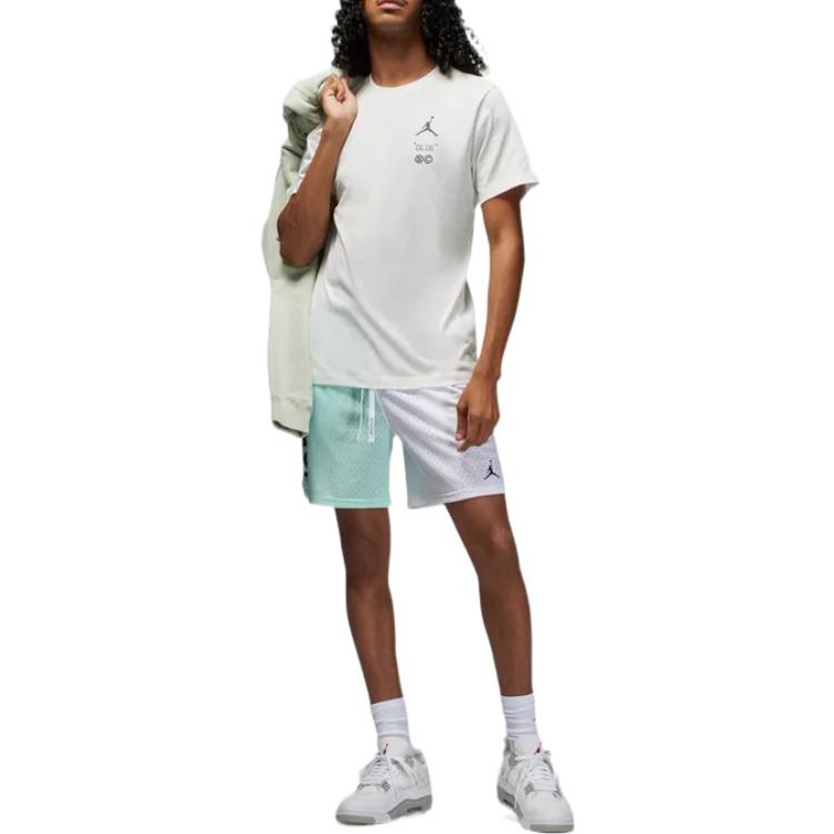 Air Jordan Solid Color Round Neck Pullover Brand Alphabet Pattern Short Sleeve T-Shirt Men's White DM1431-133