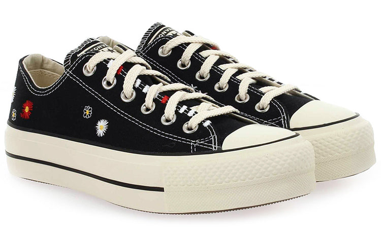 (WMNS) Converse Chuck Taylor All Star Lift Low 'Daisy Embroidery - Black' 567994C