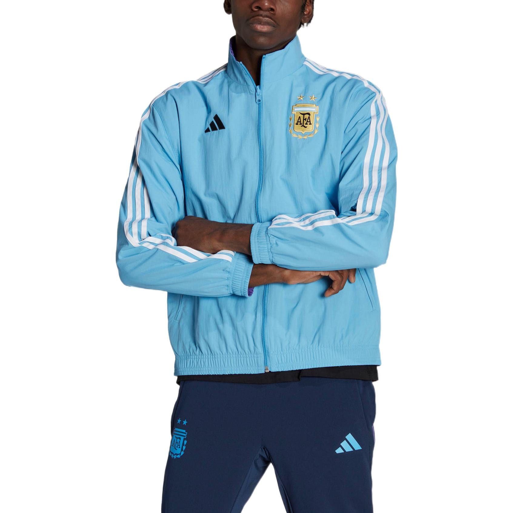 adidas Argentina Anthem Jacket Men's Sports Soccer Running Top Light Blue HF3948