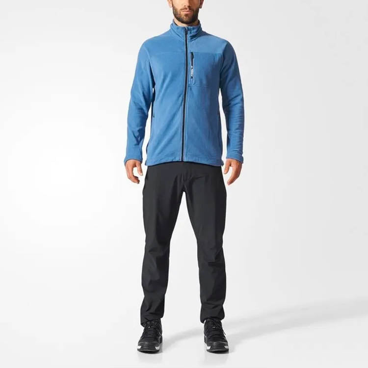 adidas Casual Sports Fleece Stand Collar Slim Fit Jacket Blue BP9686