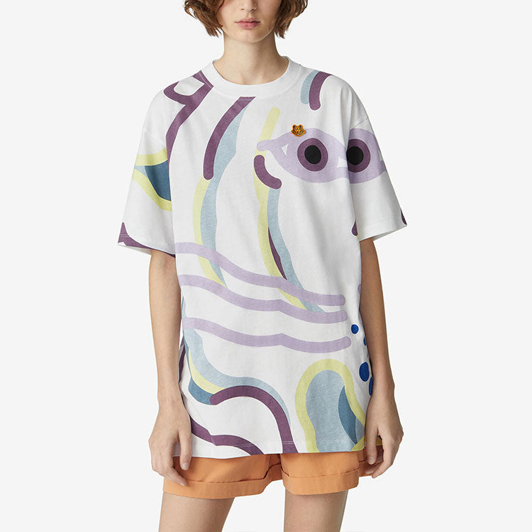 KENZO SS21 K-Tiger Large Short Sleeve White Purple FB52TS9954SA-01B