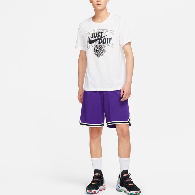Men's Nike Just Do It Logo Alphabet Printing Round Neck Short Sleeve White T-Shirt DR7640-100
