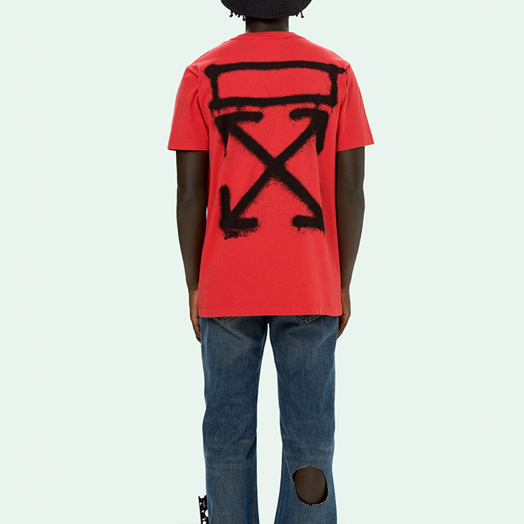 Off-White SS21 Logo Printing Round Neck Short Sleeve Version Red OMAA027S21JER0052510