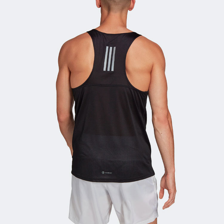 Men's adidas Solid Color Alphabet Logo Running Sports Vest Black HB7457