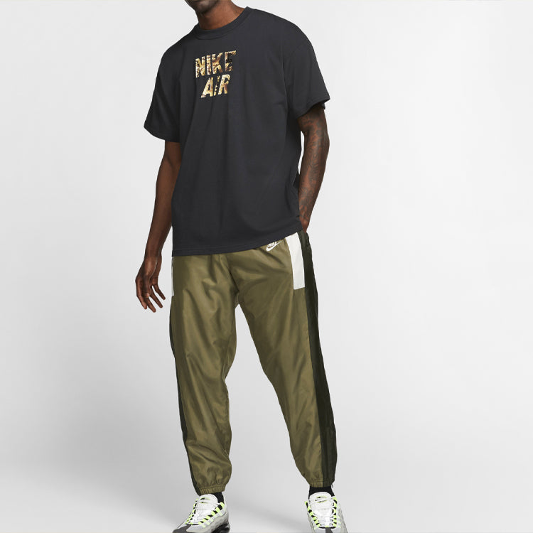 Men's Nike Alphabet Printing Short Sleeve Black T-Shirt 'Black Camo' CJ1783-010