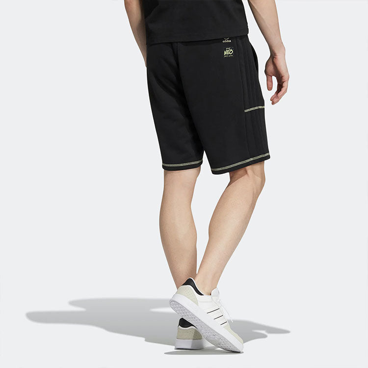 adidas neo Solid Color Design Straight Athleisure Casual Sports Shorts Black HH7673