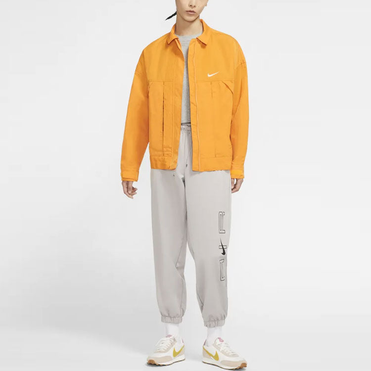 (WMNS) Nike Sportswear Swoosh Back Logo Printing Woven Jacket Yellow DM6204-738