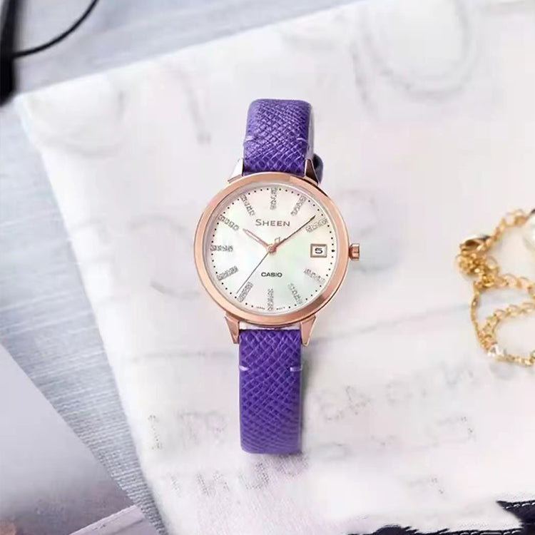CASIO Waterproof SHEEN Sapphire Crystal Purple Analog SHE-4527PGL-7AUPR