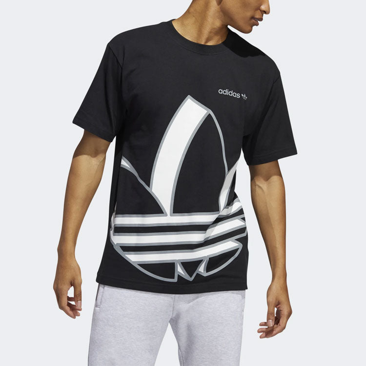 adidas originals Large Logo Printing Sports Round Neck Short Sleeve Black GH9489