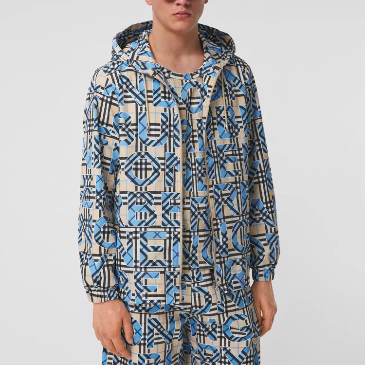 Men's Burberry SS21 Logo Vintage Plaid Hooded Zipper Jacket 80387701