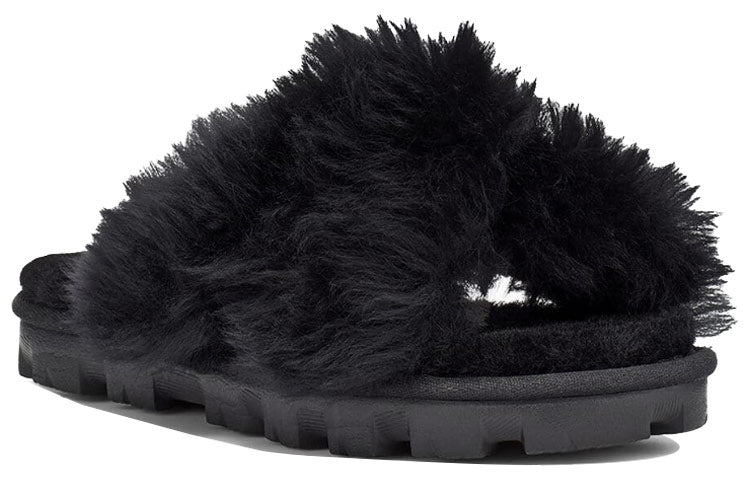 (WMNS) UGG Fuzzalicious Black Slippers 1108917-BLK