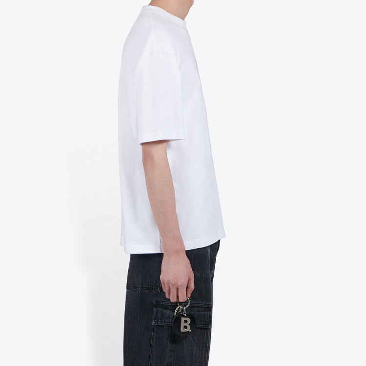 Men's Balenciaga Logo Printing Cozy Short Sleeve White 612966TIV549040