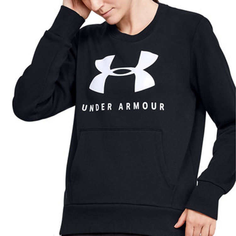(WMNS) Under Armour Favorite Fleece Sportstyle Graphic Round-Neck Sweatshirt Black 1349095-002