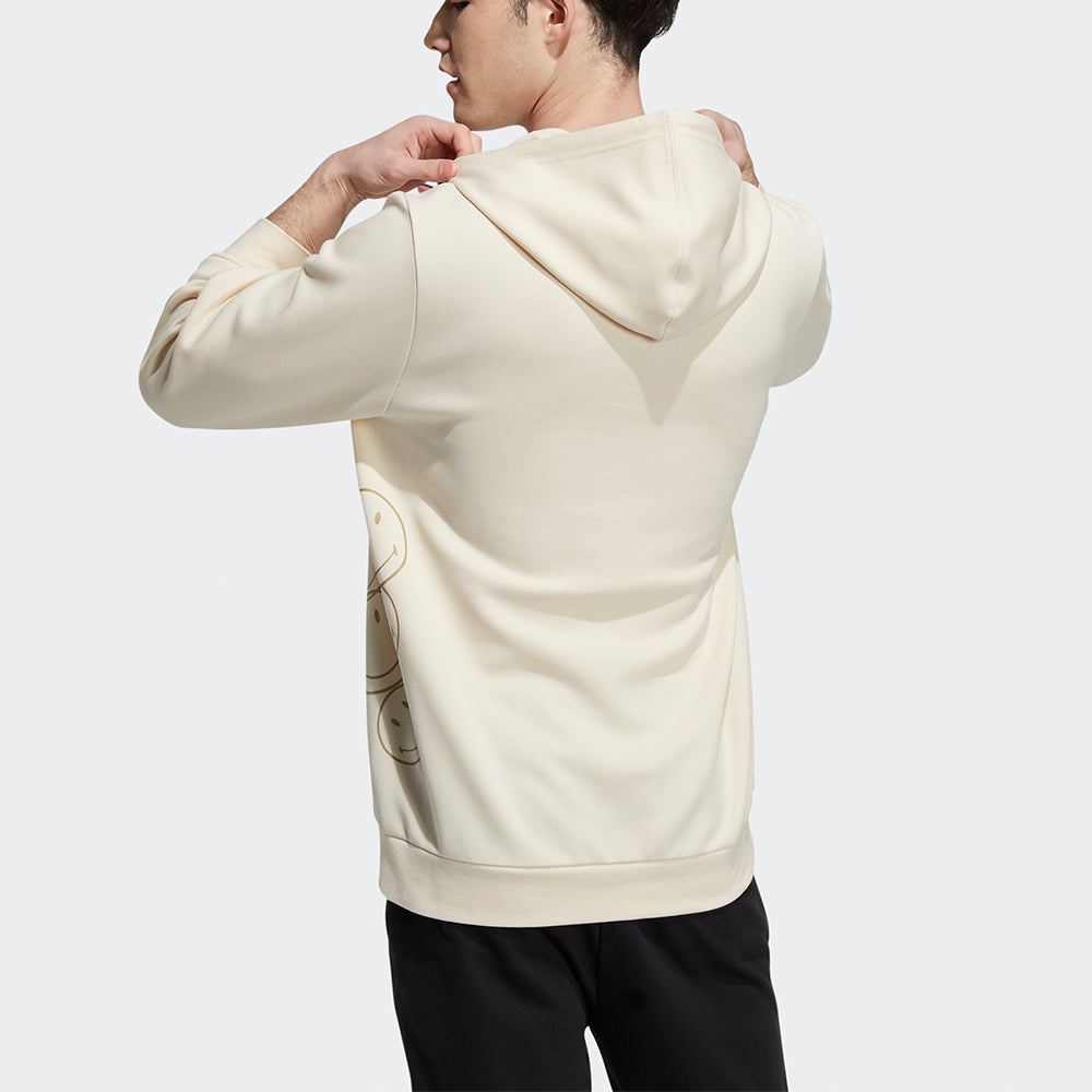 Men's adidas neo x SMILEY Crossover U Csmly Sw Smiling Face Printing Pullover Sports Creamy White HE7956