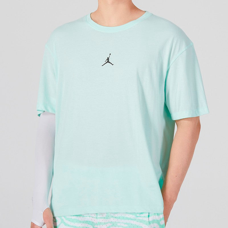 Men's Air Jordan Solid Color Logo Round Neck Pullover Short Sleeve Mint Green T-Shirt DH8922-379