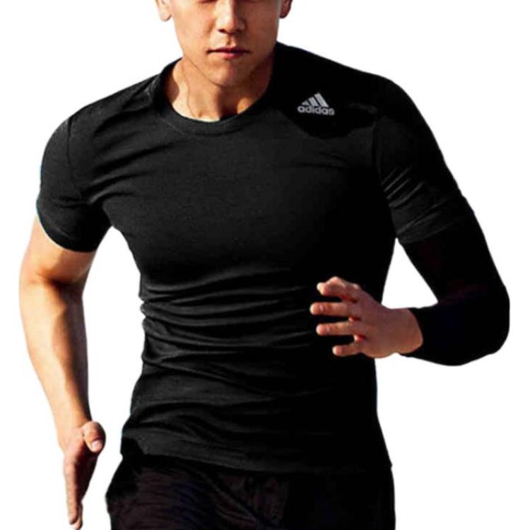 Men's adidas Printing Brand Logo Solid Color Round Neck Short Sleeve Black T-Shirt CE0876