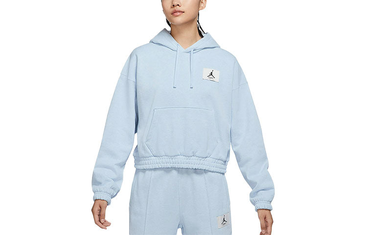 (WMNS) Air Jordan Casual Sports Knit Loose Hoodie Short Blue DD6999-438
