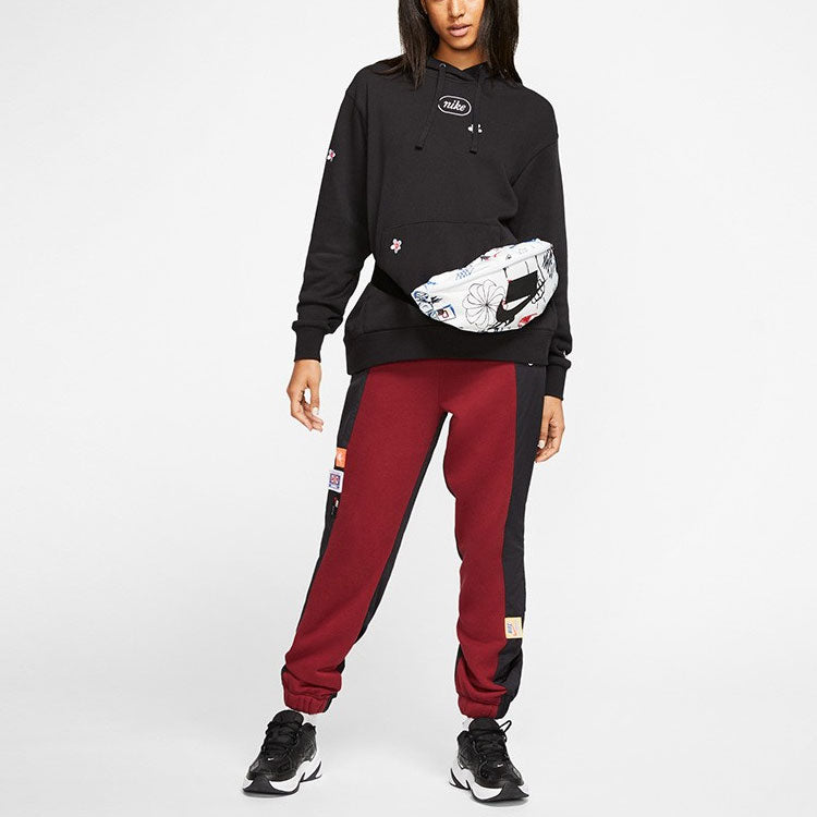 (WMNS) Nike Flc Emb Fruit Small Embroidered hooded Long Sleeves Pullover 'Black' CJ2167-010