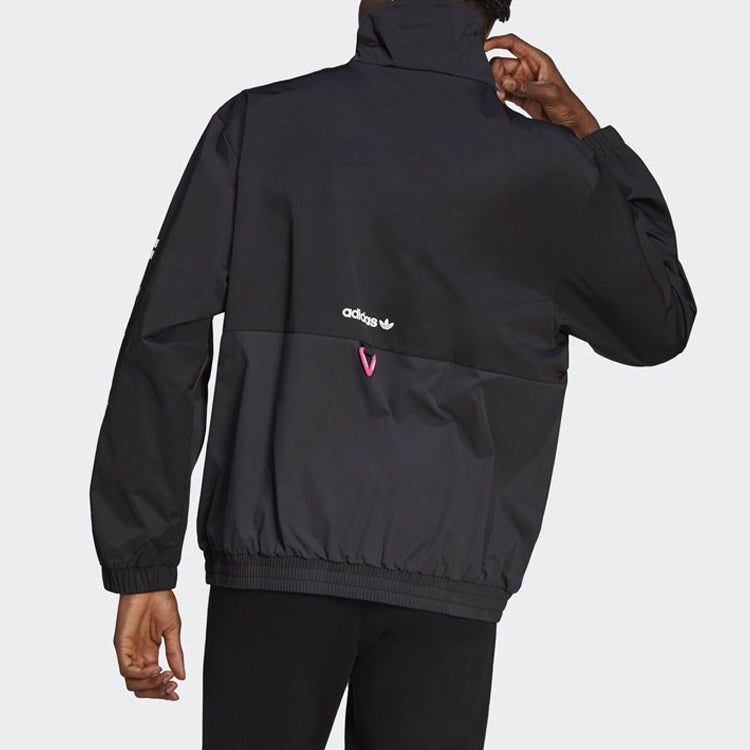 adidas originals G Outd Wb Sports Printing Cardigan Stand Collar Jacket Black H09356