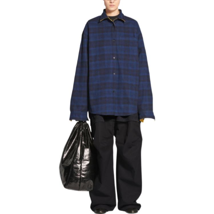 Balenciaga Reversible Oversized Check Overshirt 'Yellow Blue' 720105TNM277660